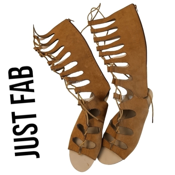 Just Fab Beckie Lace Up super cute mid calf sandals size 7 EUC - Picture 1 of 5